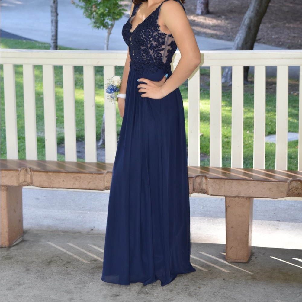Navy Sherri hill prom dress